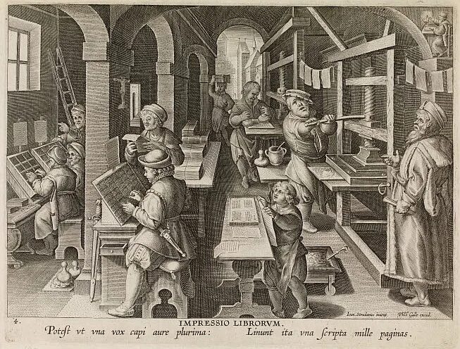 early depiction of screen printing
